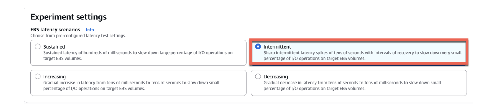 Choose Intermittent scenario for testing